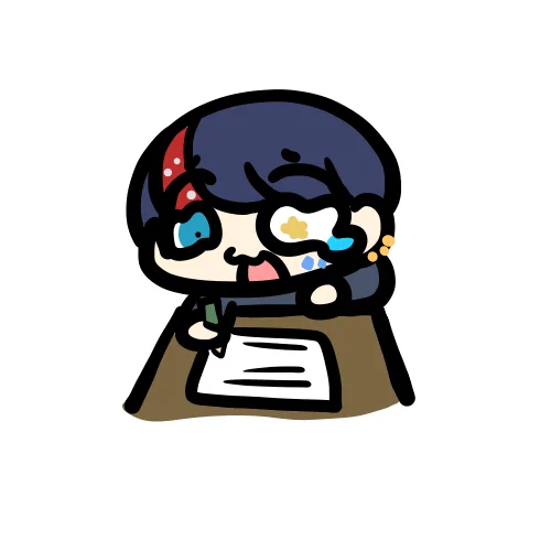 泣きながらテストを受ける小欝Uさんのイラストです#お絵かきスペースU 