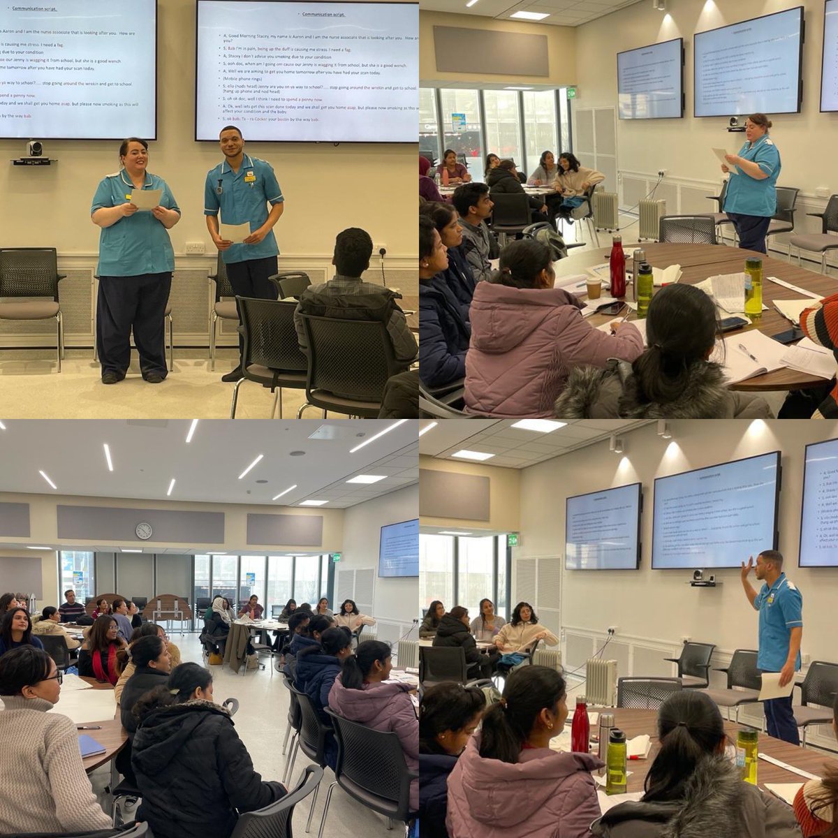 SWB_Education's tweet photo. Today the Nursing Associate team attended the WAT program at Sandwell hospital for the International Nurses and newly qualified Registered Nurses. We spoke about communication. It was a fun and interactive session. 

#education #communicationisimportant #swb https://t.co/dZOPzkYjHA