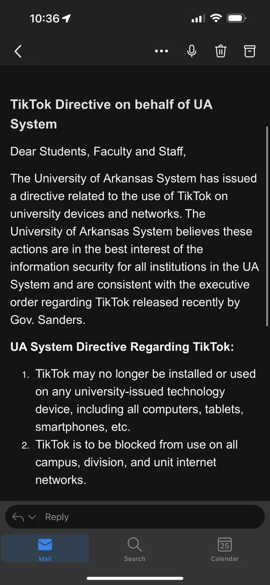 manueltejadax's tweet photo. Well, Tiktok officially got banned at the University of Arkansas (including UAMS &amp; other state universities) last night https://t.co/E6URAbwrNR