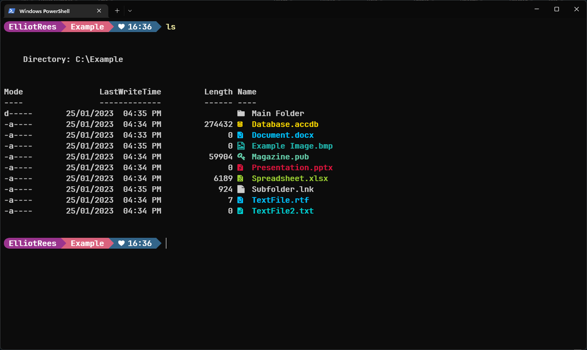 ElliotPaulRees's tweet photo. If you use #Windows #Terminal a lot. Then do yourself the favour and checkout:

#OhMyPosh
It makes theming and colouring much better.
https://t.co/HXwRXxAk3u.
&amp;
#TerminalIcons https://t.co/hTI2qD4ICt
and combine with #NerdFonts https://t.co/Oham1YfZSR https://t.co/eiCmnPI7JX