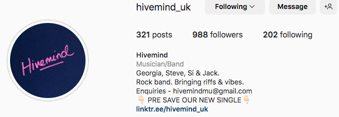 We're a measly 12 followers away from hitting 1k over on Instagram - we're also waaaaay more active on there too!

Come join the party, see some behind the scenes stuff, live streams from our practice room and more nice content. We wanna hit that 1k!

instagram.com/hivemind_uk/