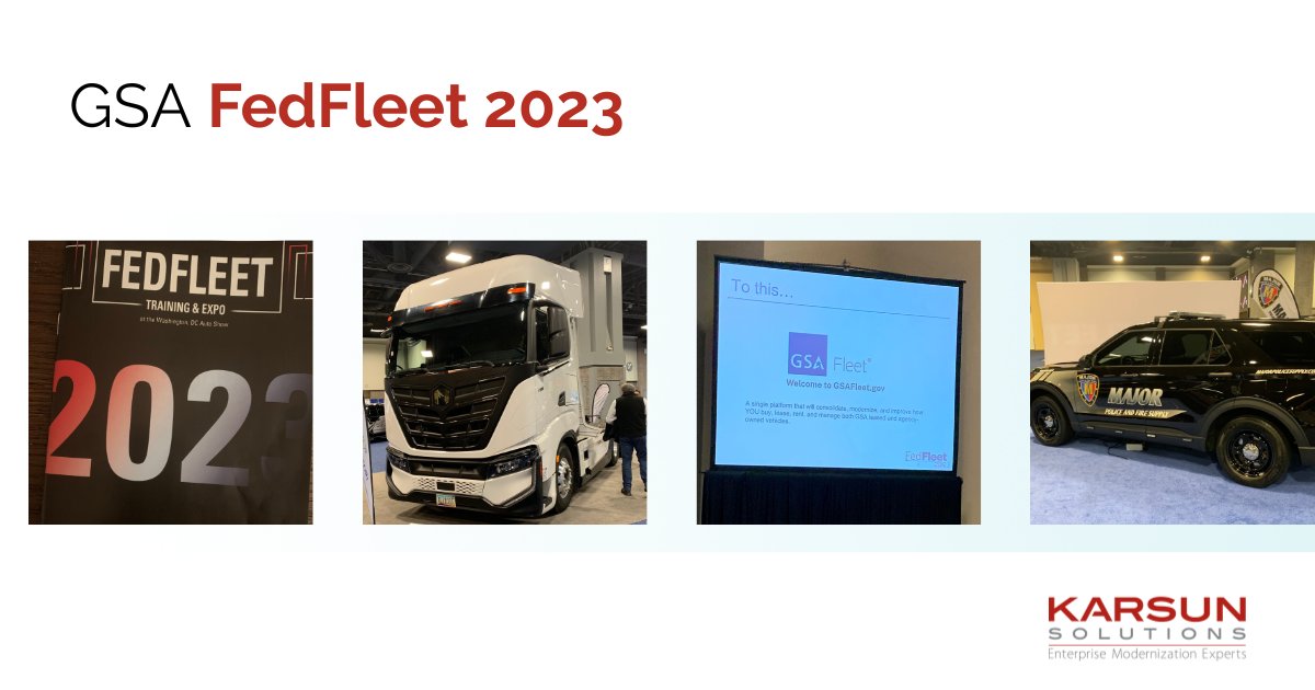 KarsunLLC's tweet photo. The Washington DC Auto Show is here and it's time for GSA FedFleet 2023! We're thrilled to hear success stories from our customers and learn from the experiences of fleet managers. If you're at the show, connect with Karsun's @bhmarg21. #fedfleet https://t.co/SkYtd0CiM5