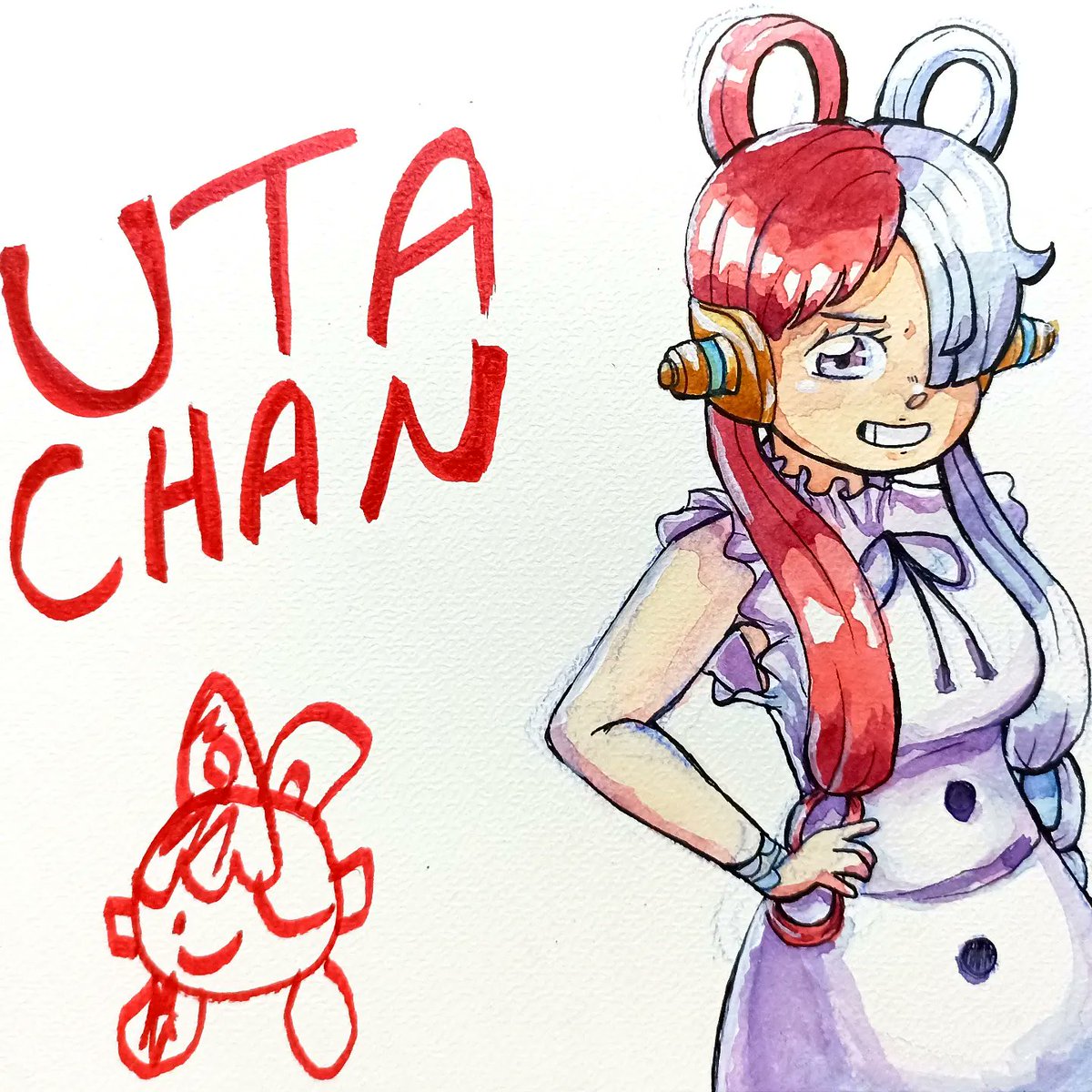 SUweetVampire's tweet photo. this girlie was all over my tiktak fyp so i had to draw her. she is adorable omg #utachan #onepiece #onepieceuta https://t.co/kCOaVyMwIg