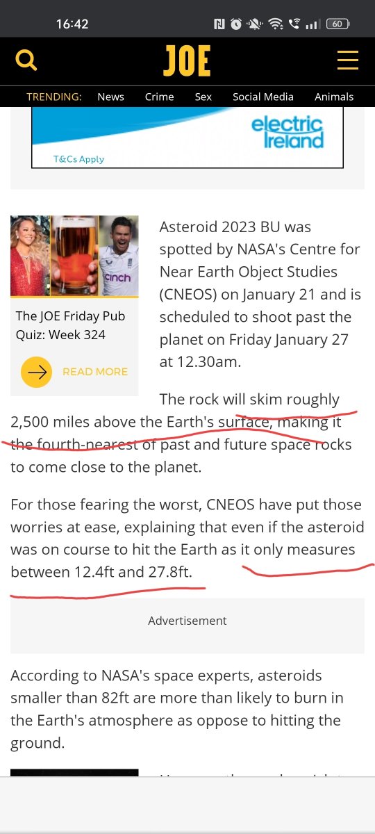 bitmininginvest's tweet photo. .@JOEdotie Huge asteroid to hit earth this week. This isn't click bait. This is deliberately misleading. People don't read articles, they believe the catchy headline. If Tesco runs out of bread, you'll be hearing from my solicitor. You're a disgrace https://t.co/EZ4ddsidrD