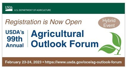 usda.gov/oce/ag-outlook…
Registration Now Open for 2023 Agricultural Outlook Forum
