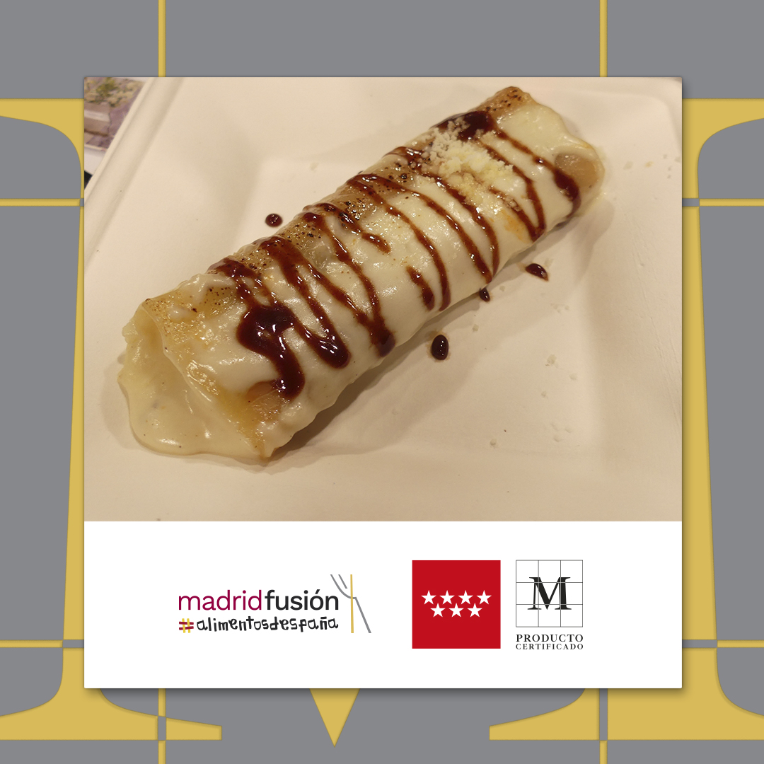 El resultado ha sido así de sugerente, un canelón relleno de chorizo picado, bechamel con miel y queso parmesano y salsa de carne con cacao y miel de castaño. Esta mezcla tan singular es fruto del recuerdo de Miguel Ángel, que de pequeño le gustaba mezclar chorizo y chocolate.