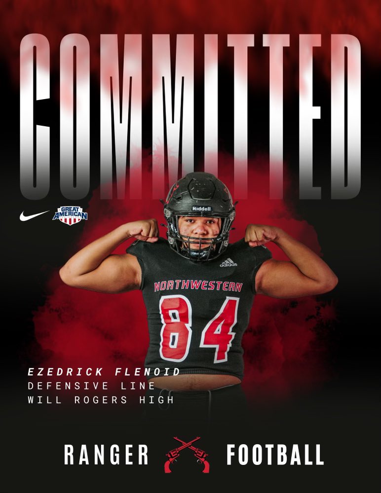 I want to thank God for making this happen!! My family also for the support they have put in this journey! This has been a great experience but I am beyond grateful to say I am COMMITTED to <a href="/nwosufootball/">Ranger Football</a> I can’t wait to be a Ranger‼️‼️ <a href="/CoachSmith918/">Danny Smith</a> <a href="/Levya73/">Levy Adcock</a> #RRR #COMMITTED