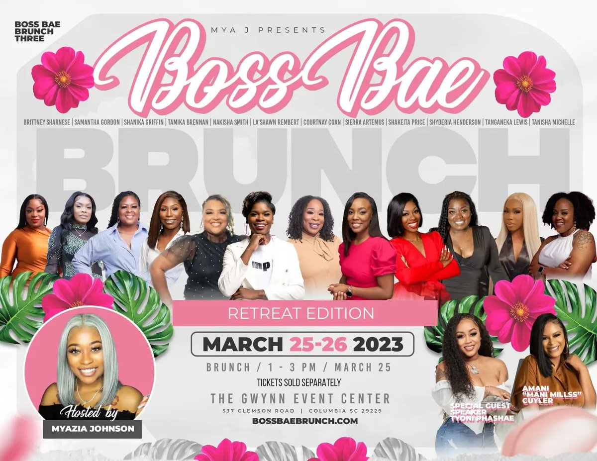 LaShawn_Rembert's tweet image. Calling all of my #BossBaes !!!

There are only 10 tickets left for the Brunch and 7 tickets available for the retreat! Don't miss this opportunity to network with a room filled with game changers, Earth shakers, and trailblazers!
bossbaebrunch.com
#Speaker #TheJumpCoach™️