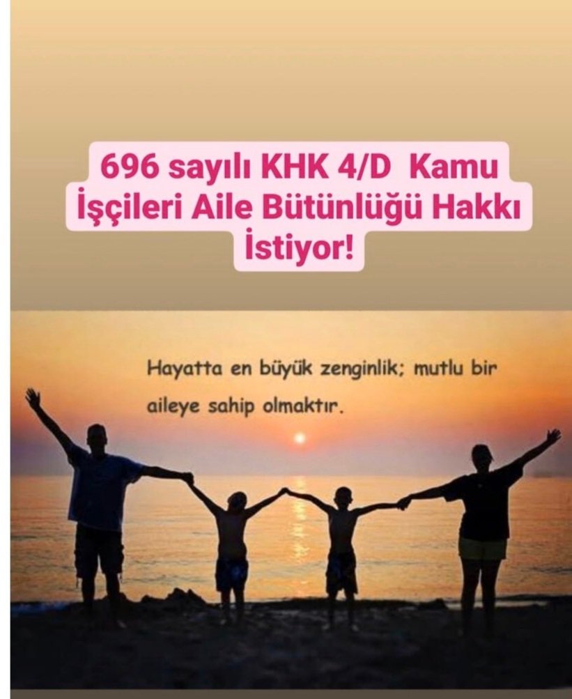 harman_live's tweet photo. Anayasaya aykırı olarak aile bütünlüğünü engelleyen 696khklı işçi tayin hakkı verilmelidir aile kutsaldır ve aileyi devlet korumazsa kim korur #kamuişçisiçözümbekliyor https://t.co/ULZwkI0V8m