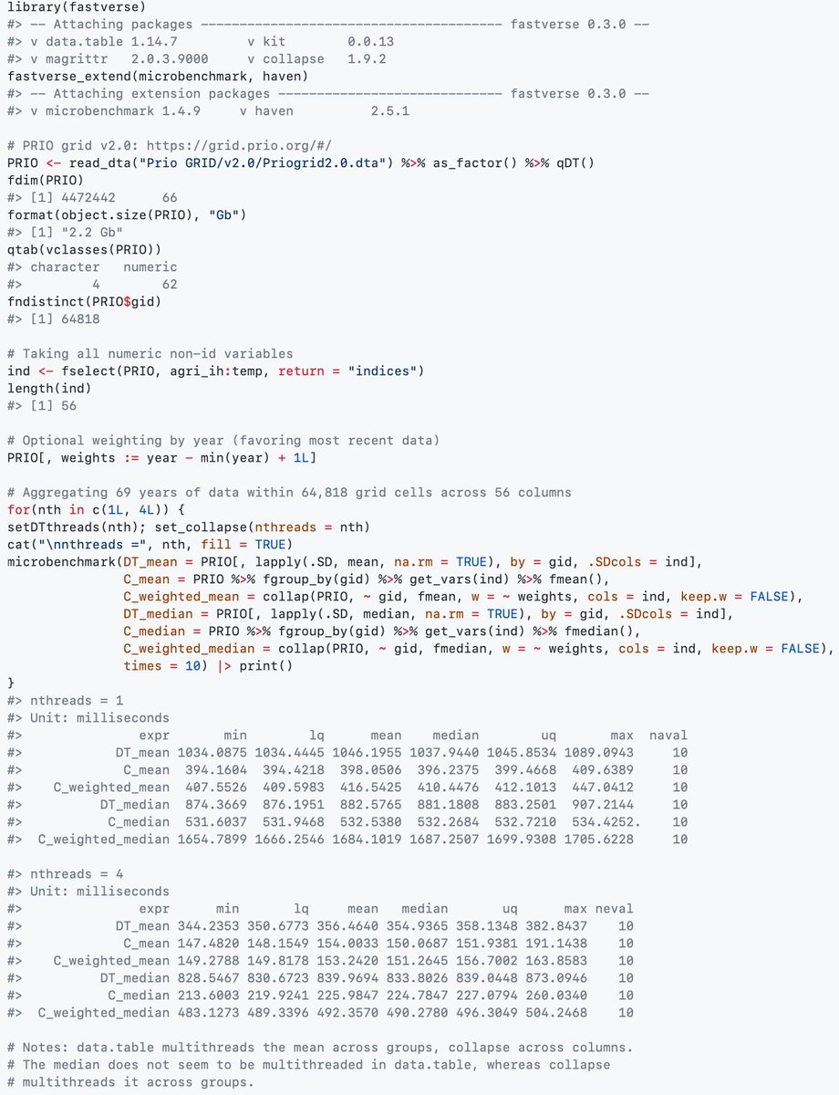Released a C/C++ patch (v1.9.2), which includes a noteworthy addition: function set_collapse(nthreads = [int], na.rm = [TRUE|FALSE]) can be used to globally set argument defaults. This is worthwhile on larger projects (e.g. M1 Mac + 4 threads =  &gt;10Gb's data crunching). #rstats