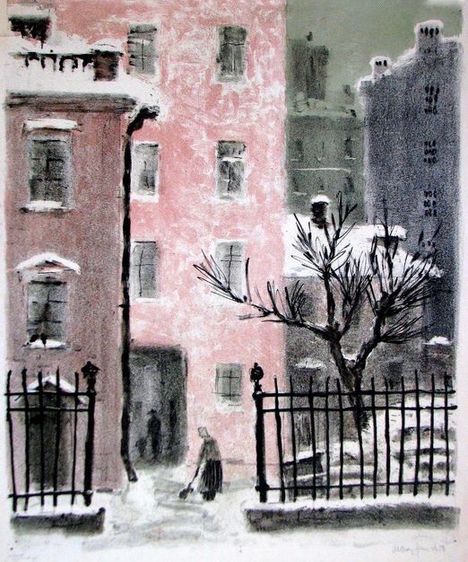 "Courtyard". Painting by Mikhail Skoulari, USSR, 1958.