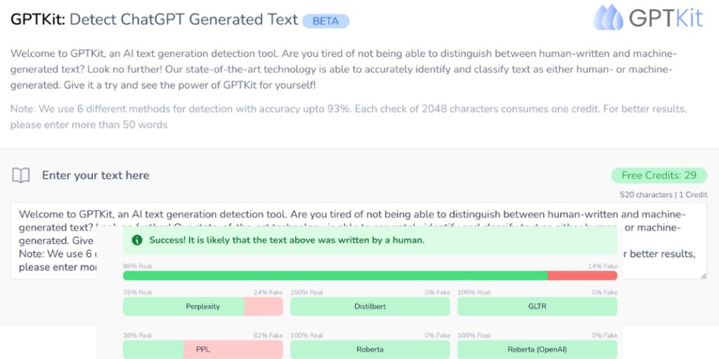 GPTKit's tweet image. 🚨 Attention all AI enthusiasts! 🚨
Introducing GPTKit - the ultimate AI content detection tool for detecting content generated by ChatGPT. #GPTKit is here to make your life easy! Check it out at gptkit.ai #AI #ContentDetection #ChatGPT #gpt3 #Microsoft #OpenAI