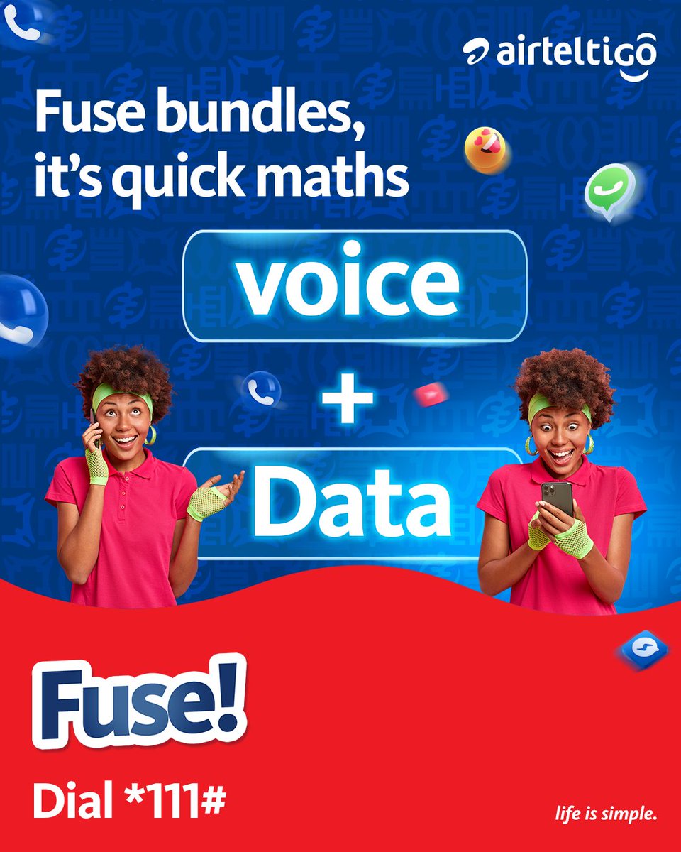 theatghana's tweet photo. Imagine bypassing #AirtelTigo #FuseBundle and coming to complain about expensive call and data rates on social media. #WKHKYD😂
Dial *111# and choose your preferred Fuse Bundle.
Life be simple like that😉.
#LifeIsSimple #UseAirtelTigo https://t.co/QH68fdaEnM