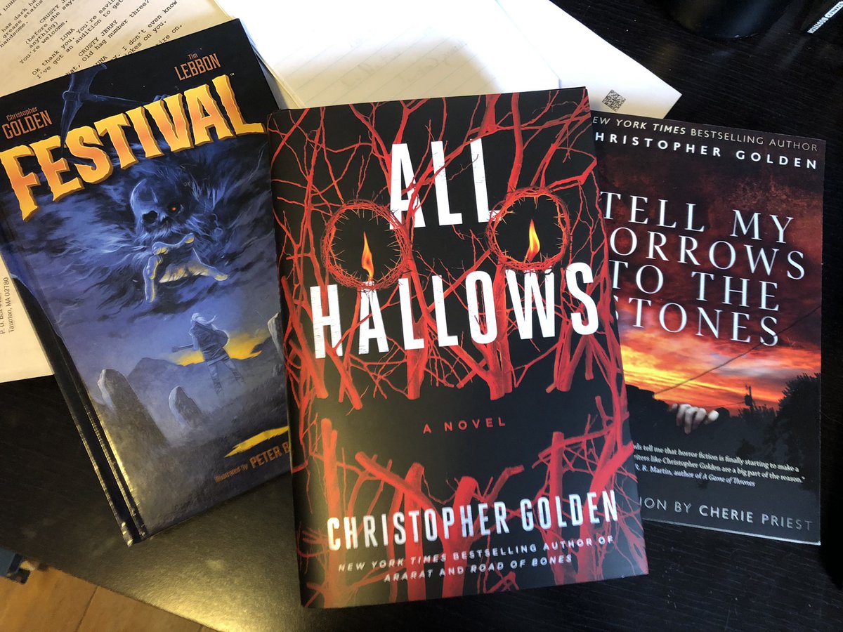 Had a blast at @ChristophGolden’s All Hallows book launch in Salem MA last night! Got that book plus won two more in 80s trivia game. The TBR grows and grows. @timlebbon #horrorbooks #horrorreads #BookLover #horrorwriters