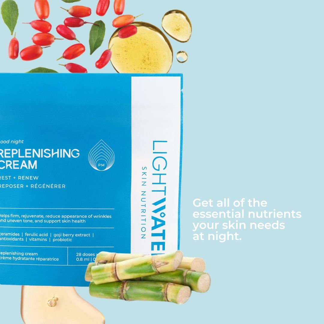 LightWaterSkin's tweet photo. Our Replenishing Cream works overtime, so you don't have to. Wake up with rejuvenated, radiant skin. ⁠ https://t.co/jCzIj1tfam