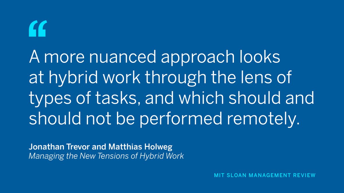 To better manage hybrid work, explicitly link social and creative tasks with work that's done in the physical office environment. ➡️ mitsmr.com/3BA2a1V