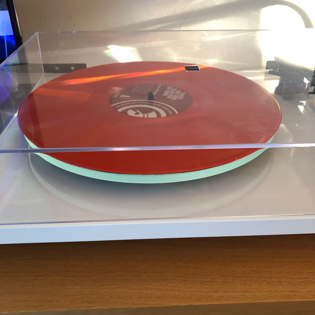 Upgraded my Rega turntable with a new glass platter. Adds a lot more depth to the sound and looks great when the light catches it. #vinyl #vinylcommunity