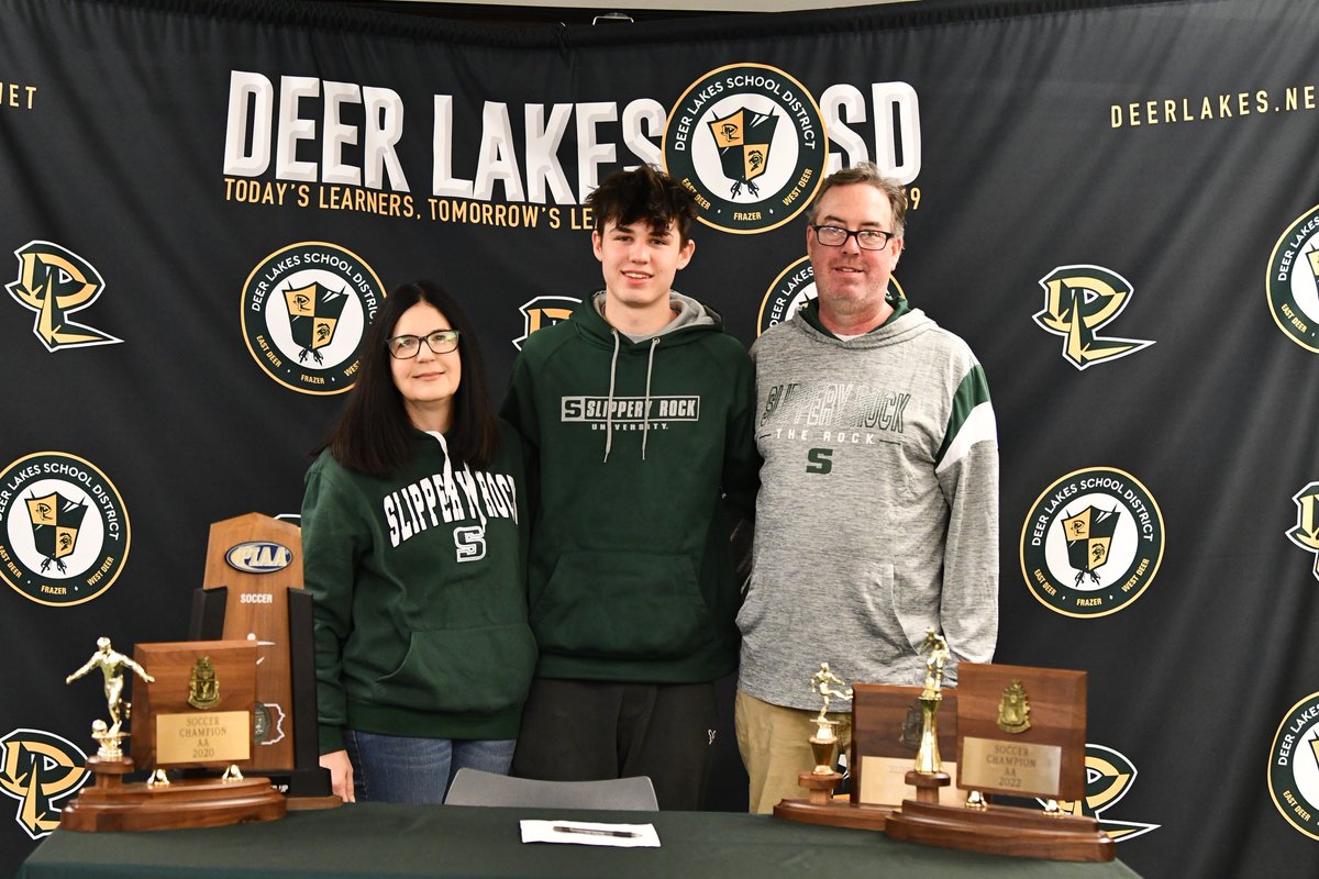 deerlakessd's tweet photo. Congratulations to Deer Lakes senior Ryan Hanes who signed today to Slippery Rock University! Ryan will play soccer at Slippery Rock and will major in safety management. Good Luck Ryan! #DLProud https://t.co/xCKHZpS3nD