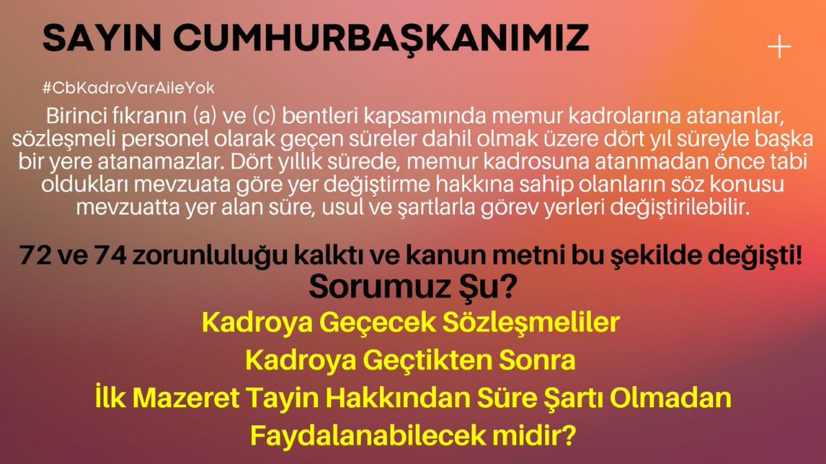 Burakse84894063's tweet photo. Kadro geliyor ama aile birliğimize süre şartı konuluyor siz isterseniz bizleri ailemize kavuşturursunuz inancımız tam 🙏 
@RTErdogan 
@mustafaelitas
@akbasogluemin
@ismailgunes64
@_cevdetyilmaz
@RumeysaKadak
#CbKadroVarAileYok https://t.co/x8TUGGMSeu