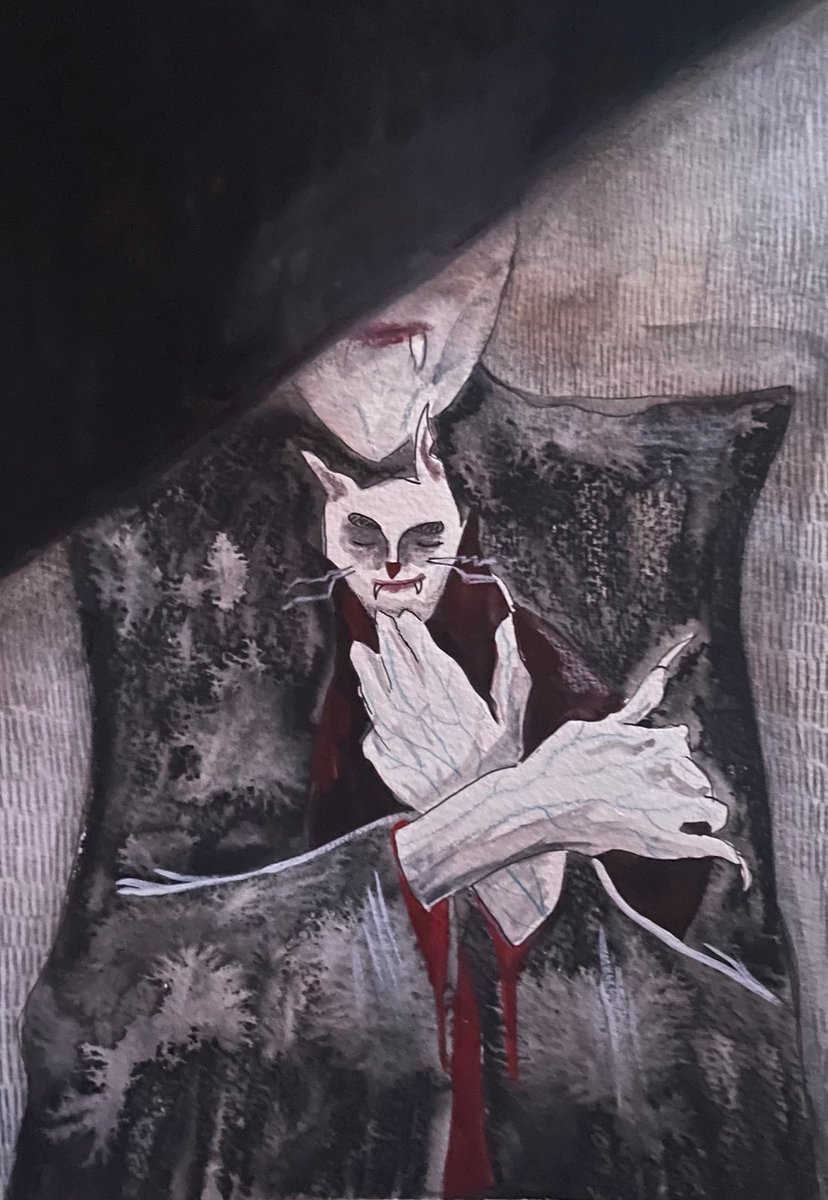 KarlaBrading's tweet photo. New 🎨 #dracula #catula #art #painting #illustrator #cat #vampire https://t.co/RKTgLAYLyu