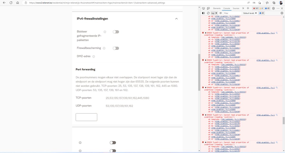 mstaessen's tweet photo. @Telenet Hoe pas ik mijn port-forwarding rules aan in de nieuwe Mijn Telenet? De interface werkt voor geen meter en geeft enkel foutmeldingen. Enige ETA tot een oplossing? https://t.co/KYogJE1Jin