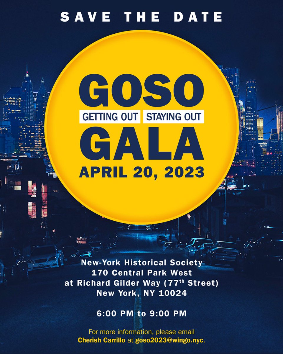 Join us on Thursday, April 20th for the 2023 GOSO Gala at <a href="/NYHistory/">The New York Historical</a> to celebrate GOSO’s participants, civic and corporate partners, and you. #gala #GOSONYC

For more information and to buy tickets, visit us here: bit.ly/gosogala2023
