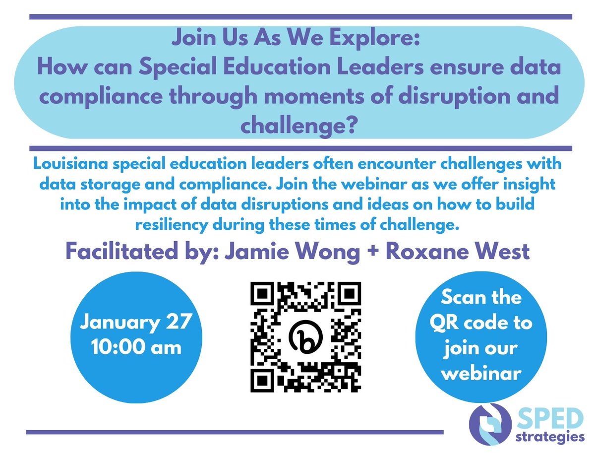 📣 Attention Louisiana Special Education Leaders 📣We know you are facing challenges with ensuring data compliance and collection during times of disruption. Join us for a webinar this Friday for support in navigating these challenges! #lousianaspecialeducationleaders #lasped