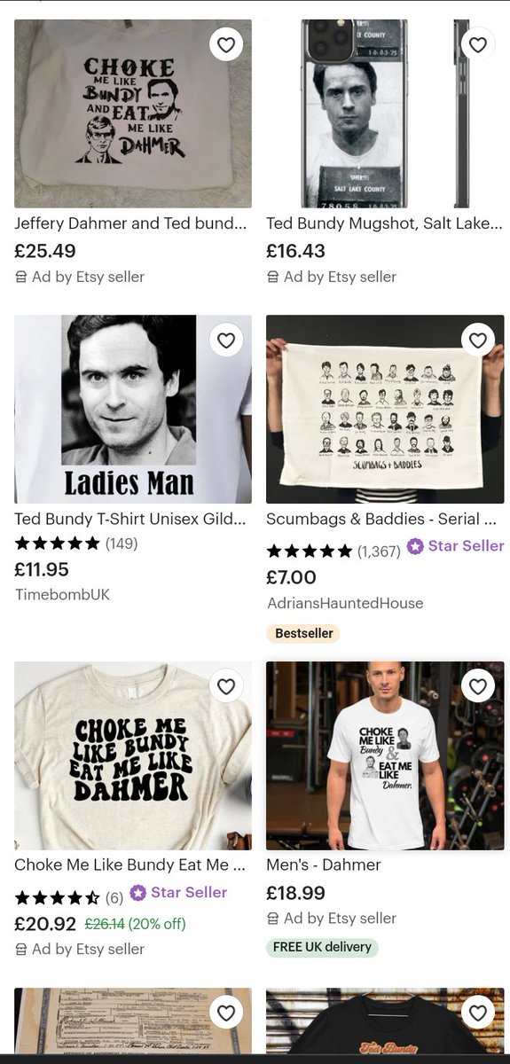 LittleMissFang's tweet photo. @Etsy The following items are not allowed on Etsy:
1)Items that glorify human suffering or tragedies, including items that commemorate or honour serial killers
....also @Etsy https://t.co/3kGWJxA9xb