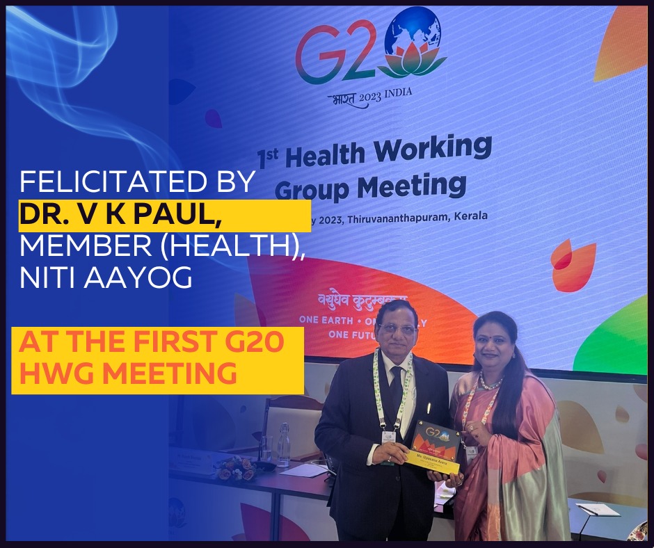 At the first Health Working Group Meeting | G20 India 2023 | Thiruvananthapuram, Kerala.
.
Felicitated by Dr. V K Paul, Member (Health), #NITIAayog
.
@g20org @hospitalyashoda #India #IndiaG20 #G20India #Healthcare #IndianHealthcare #MVT #medicaltourism