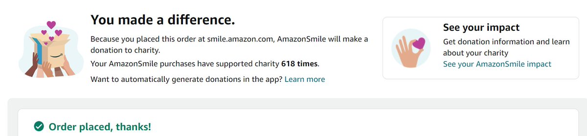 SeleneKamini's tweet photo. @ajassy 

#AmazonSmile DOES make a difference to small charities. 

I will #cancelamazonprime if #AmazonSmile does not receive tenure. https://t.co/FQOEJDpoFg