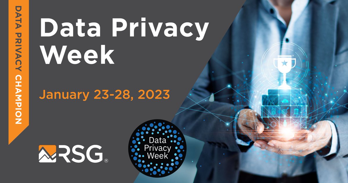 RSG_inc's tweet image. Maintaining a reputation depends on accurate, secure data. That&apos;s why we lead the industry in data privacy. RSG is proud to once again be a #DataPrivacyWeek Champion ahead of #DataprivacyDay2023 on Jan. 28. See how we keep your data safe: bit.ly/3j53nbv #PrivacyAware