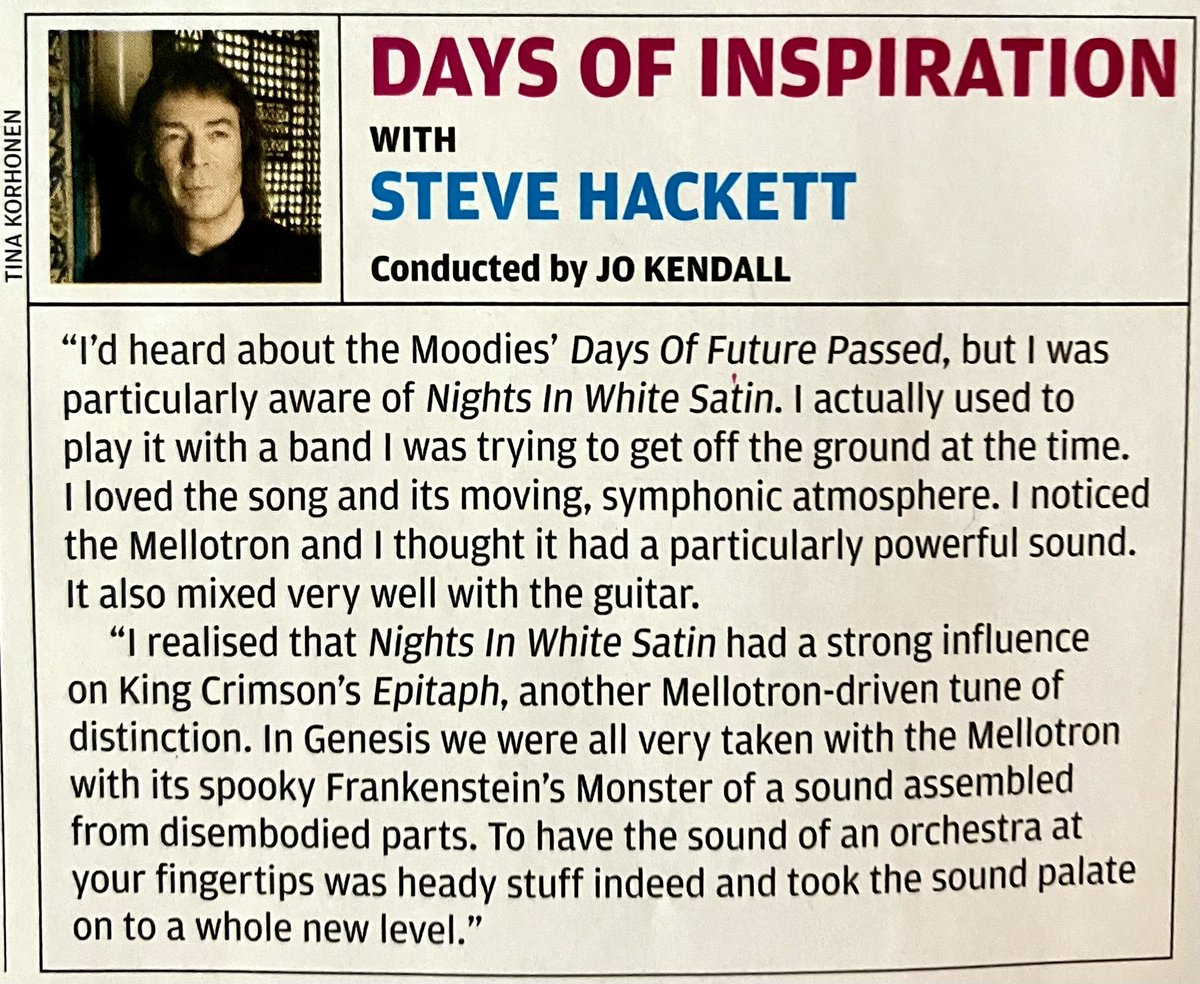 HobanGirl's tweet photo. Fun snippets before dashing off… courtesy of PROG magazine, 25th November 2022 (always a brill read!). A deep dive into how the lavish ‘Days Of Future Passed’ got the prog ball rolling. The groove goes orchestral. #MoodyBlues #JustinHayward #DaysOfInspiration https://t.co/4yHWBqhvFV