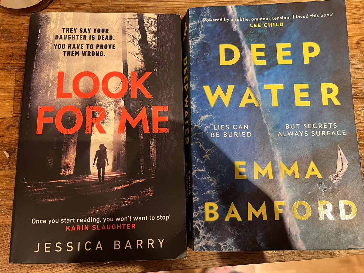 robinbarker1's tweet photo. I’m in #deepwater and sinking fast thanks to Emma Bamford. Great read so far. #lookforme @jessbarryauthor is next on the list. Two recent charity shop purchases #amreading https://t.co/hLaNsGZPck