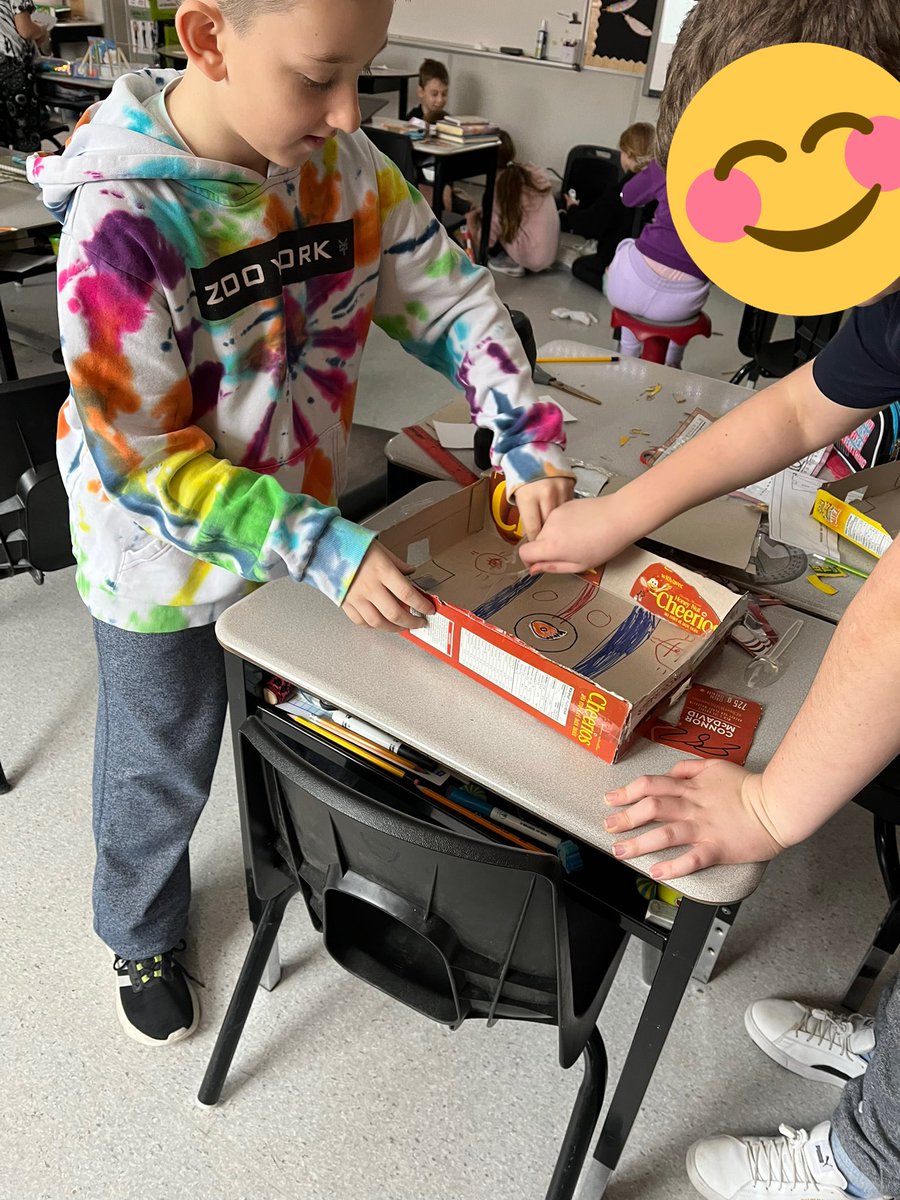 The perfect science project for our snowy day! 
Grade 3's made their own hockey arenas to create a table hockey game. They explored the impacts of force on an object (the puck) and played with elements of friction by adding different textures to the surface of their rink 🏒🥅