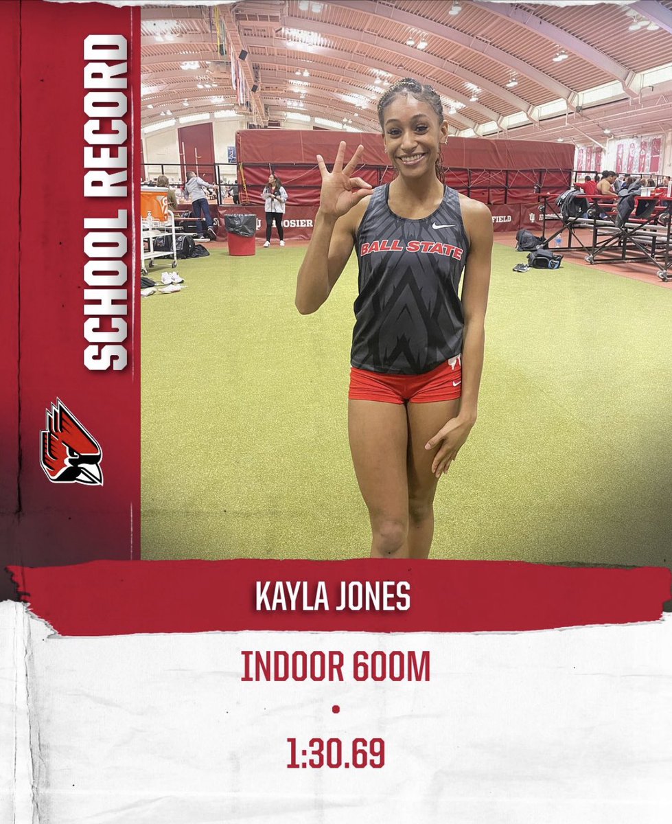 BallStateTFXC's tweet photo. #SchoolRecordAlert
Old school record: 1:33
New school record: 1:30.69 by junior @Kaylamj_25 last weekend at the Gladstein invite in Bloomington, Indiana! Bravo, Kayla! https://t.co/QFQhnB6sYt