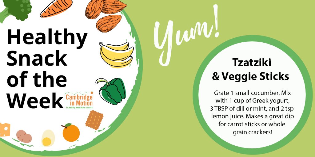 CambMotion's tweet image. Enjoy Our Healthy Snack of the Week: Tzatziki &amp;amp; Veggie Sticks! @CambMA @cambridge_cpsd @CPSD_Nutrition