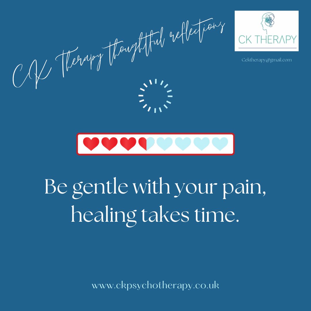 Ck Therapy Thoughtful reflections
'Be gentle with your pain healing takes time'

#bekindtoyourself #bekind #healingjourney #therapyquotes #selfcompassion #compassionfocusedtherapy #eastmidlands #therapistsofinstagram #psychotherapy #emdrtherapist #EMDR