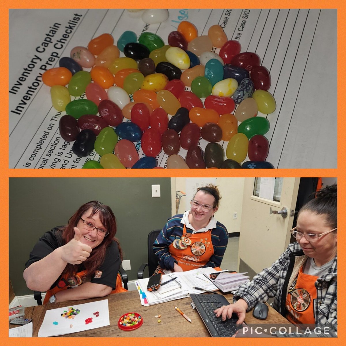 Inventory prep meeting of the minds! We needed our thinking beans. 😁😆  <a href="/WillDavisTHD/">Will Davis</a> <a href="/jodymillerHD/">Jody Miller</a> <a href="/JLynn0529/">Jodi Mahan</a>