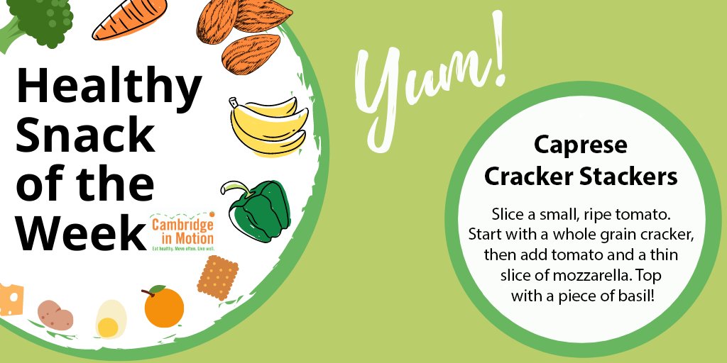 CambMotion's tweet image. Enjoy Our Healthy Snack of the Week: Caprese Cracker Stackers! @CambMA @cambridge_cpsd @CPSD_Nutrition