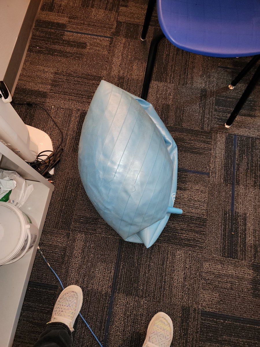 This month has been hard on our bouncy chairs. Last week we lost Mable the orange one). Today we lost Bluey. 😪 #ballchairs #turnerdoesavid