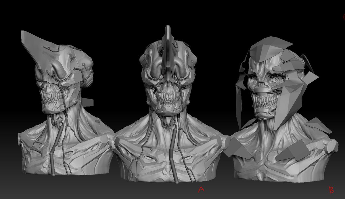 「#zbrush 進捗A >blenderにインポートしてリトポして整えていこう 」|Waseda Kohichiのイラスト