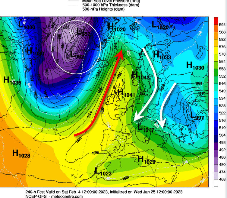 Alpenweerman's tweet photo. De oorzaak vd opbouw vd hogedruk #Scandi door #WLA op hoogte (500hPA) moeten we zoeken in de uitbraak van zeer koude poollucht lucht (1.5 PVU-pot-T < 280K) #TPV zgn Tropospheric Polar Vortices ) ten NW van Groenland #GFS12 https://t.co/m1lrK6OQYy