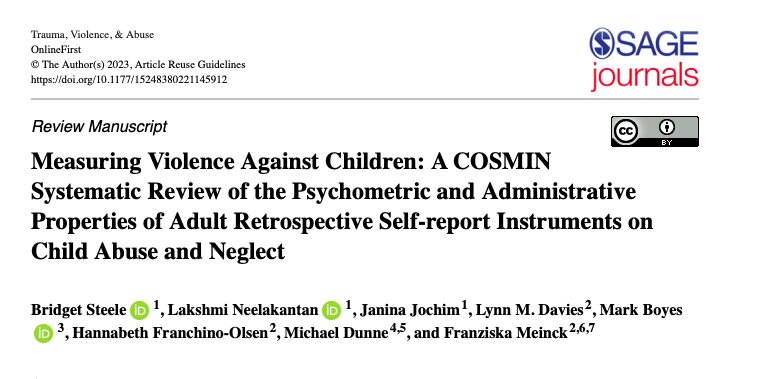 New publication on measuring violence against children. Our review has important implications for researchers looking to retrospectively measure child abuse &amp; neglect.
journals.sagepub.com/doi/10.1177/15…