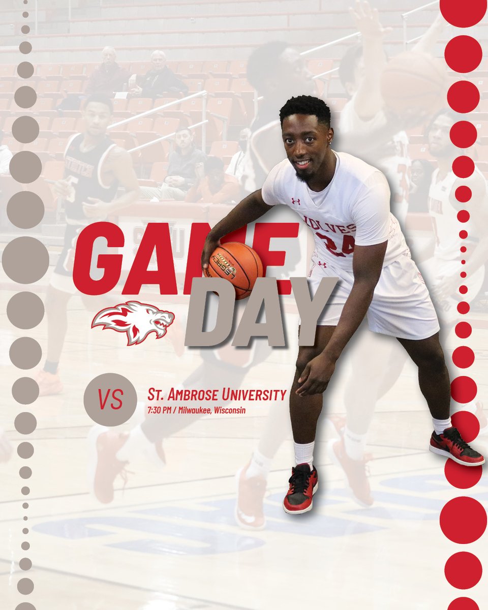 🏀GAMEDAY🏀
<a href="/MBB_CSU_Wolves/">Cardinal Stritch Basketball</a> hosts St. Ambrose University!
📍Panella Court | Milwaukee, Wis.
⏰7:30pm
📊bit.ly/3DexFzt
📺bit.ly/3XMboRr