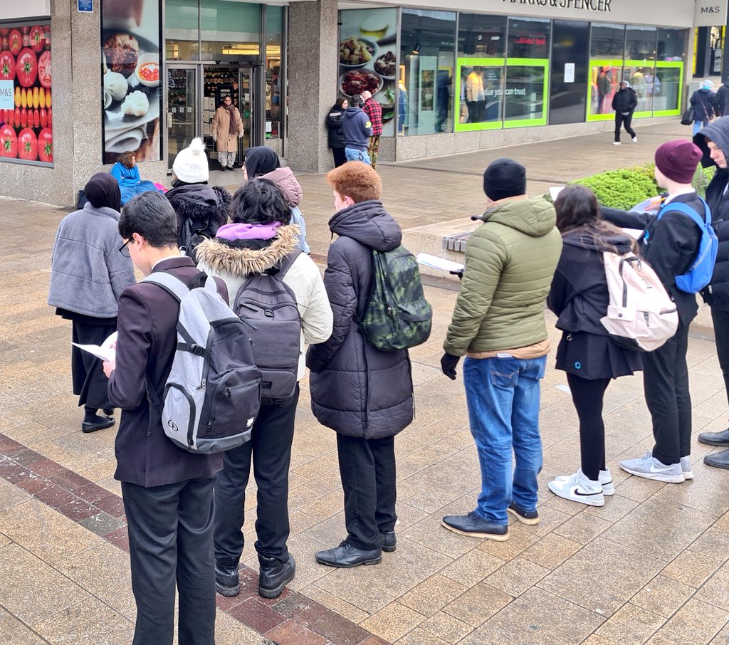 BiancaMehz's tweet photo. Year 11 completing a pedestrian count to see the effects of regeneration in Cov City Centre https://t.co/IVxmiZDYwl