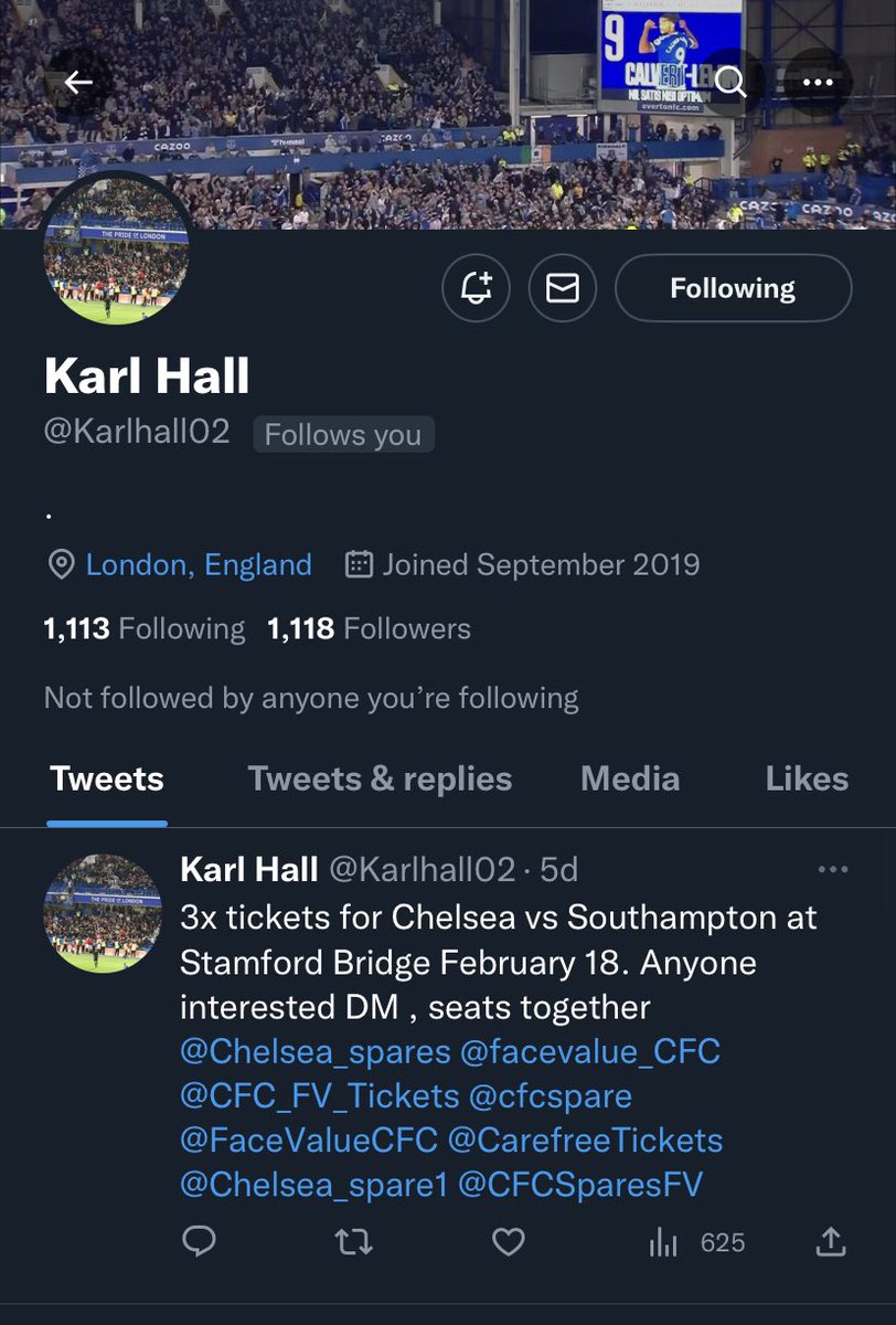 Ticket scammer mong ⚠️  better chance buying off a Robert Mugabe than this chap
#chelsea #chelseatickets #chelseaspares