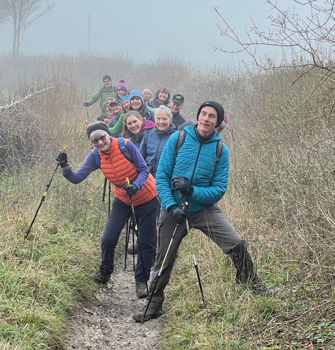 Nordic walkers in the mist. 
#wearenordicwalking #britnw #exerciseoutdoors #surreyhills #surreyhillsaonb