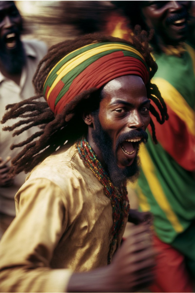 winfieldf's tweet photo. Rasta man ah jump fi joy, wicked get destroy #AI #midjourney https://t.co/xlxfzAeQd0