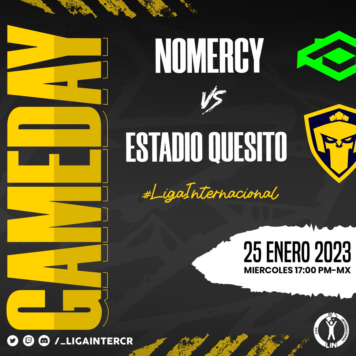 LIN | CR

¡Increíble batalla vamos a tener hoy en la Arena! No se lo van a querer perder, por la lucha de la victoria y seguir avanzando.

🗓️ | J2
⚔️ | <a href="/NoMercyyGG/">NoMercy</a> 🇲🇽 🆚 <a href="/EstadioQuesito/">Estadio Quesito</a> 🇪🇸
⏰ | 17:00 hrs 🇲🇽
🎙️ | <a href="/_Meliodas095/">Meliodas</a> 

#LIN #ClashRoyale