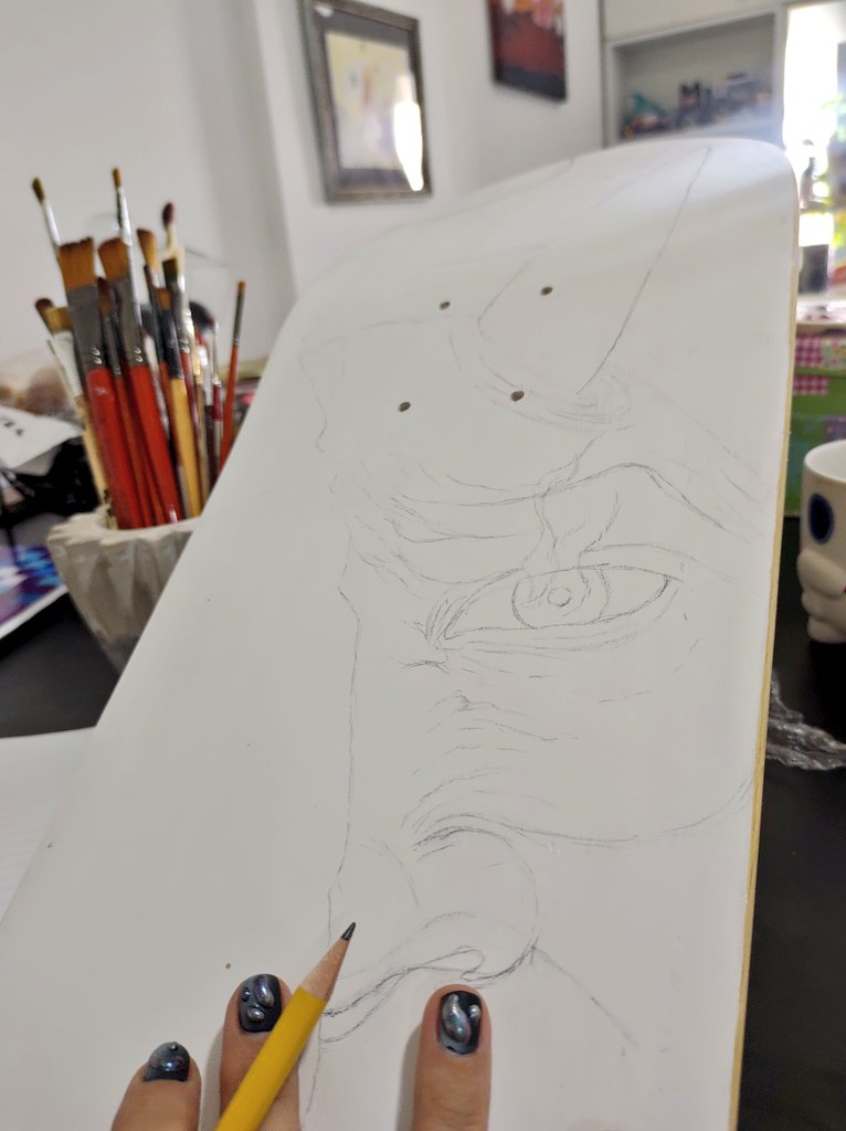 Hello my beautiful people! Long time no see, Friends &amp; Tattoo tour is officially over and I'm back, working on the #Skateboard #Miryoku Collection! 10 NFTs, 10 hand painted skateboards of japanese inspired reapers! #oilpainting #NFTs $FTM